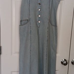 Denim Overall Wide Legged Jeans/waist 36,length from underarm 54 inch/No Stretch